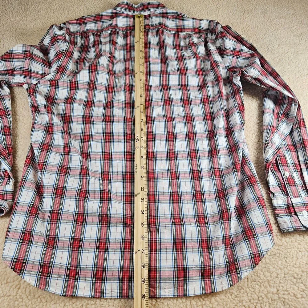 J.Crew Flex Washed Classic Fit Plaid‎ Button Down Shirt Mens Large Red Blue